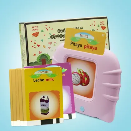 Portable French English dual language kids flash card reader machine educational toys for kids learning