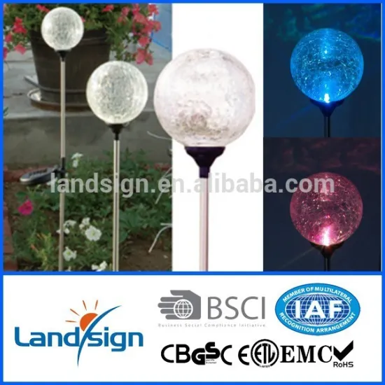 Cixi Landsign luxury series Crackle Glass Ball Multi-Color Change Garden Stake Yard LED Light