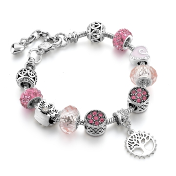 Brave Light Jewelry: Charm Bracelets with Color Beads - Silver Plated DIY Fashion Accessory