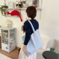 Reusable Portable Large Custom Blue Striped Canvas Bag