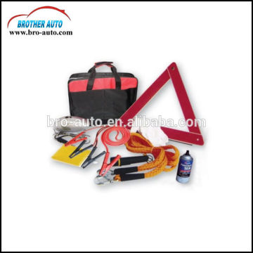 Roadside 10pcs multifunctional auto Emergency tool Kit manufacturer with warning triangle reflective vest