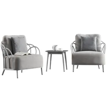 Waterproof Fabric Outdoor Single Sofa Chair with Gray Aluminum Frame