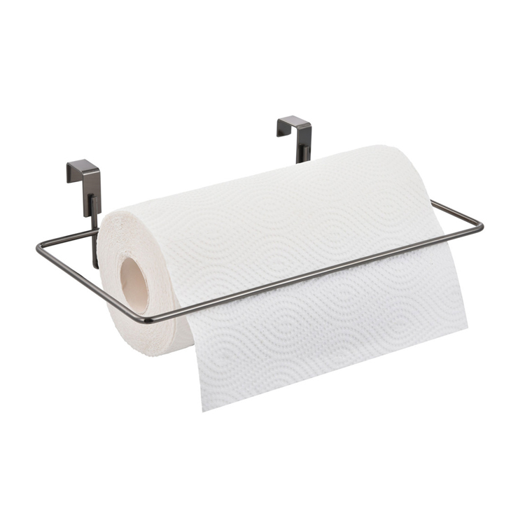 Under cabinet hanging iron wire black nickel plated single paper towel roll paper tissue holder