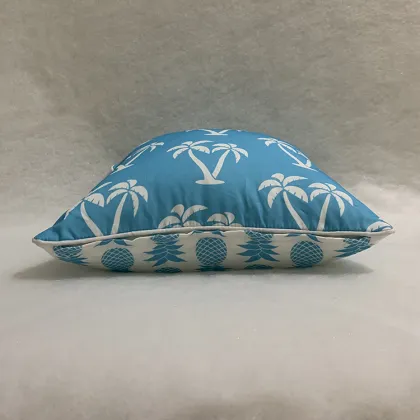 Wholesale Patio Royal Blue Sky Blue Palm Tree Coastal Design Waterproof Throw Cushions 18x18