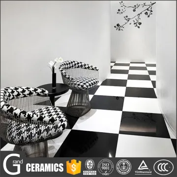 600x600mm polished porcelain super white and black tiles for indoor floor