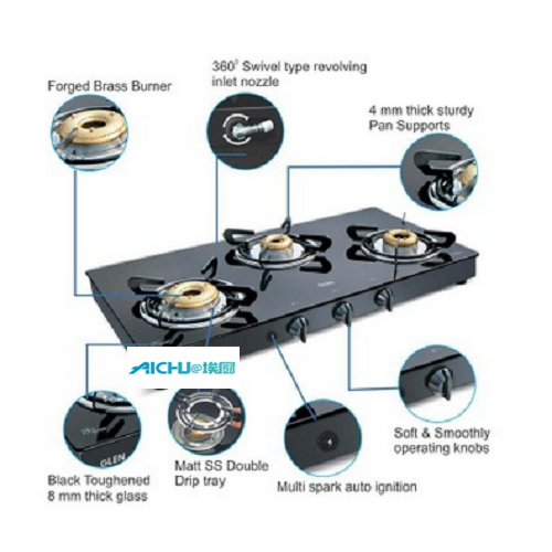 글렌 3 버너 가스 스토브 자동 점화