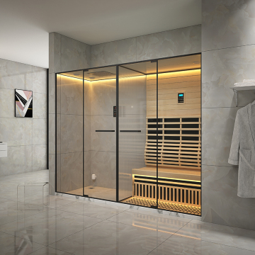 Big Size Wooden Family Multi-function Wet Steam Room Dry Sauna Shower Room Combination