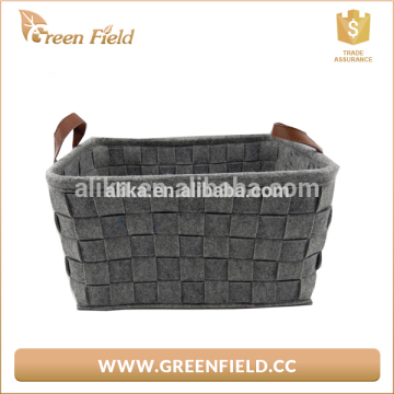 Collapsible felt fabric foldable laundry storage bag with handles