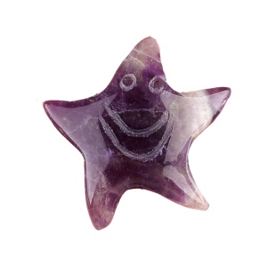 Amethyst 30mm Smiling Starfish Pendant & Ornament for Home Decoration Handmade Craved Stone Solar