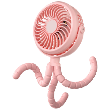 360° Rotating Portable Handheld Fan for Stroller: Multifunctional, Vertical & Horizontal with 3 Light Modes