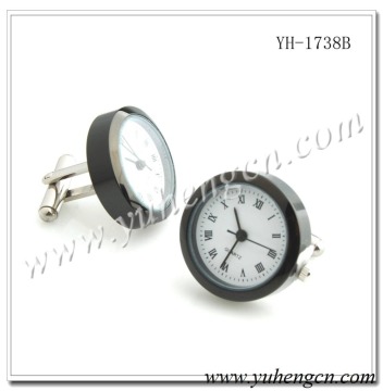 YH-1738B Novelty Black Working Watch Cufflinks,Functional Clock Cufflinks