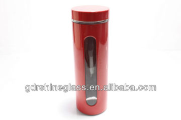 glass storage jar with iron cover