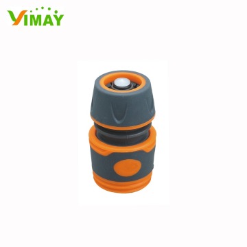 Soft Coated Water Hose Quick Connector 1/2-5/8 Inch with Waterstop Plastic Fitting