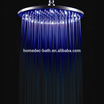 12" Round Temperature Sensor Changing Color LED Showerhead Polished Chrome