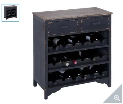Woodland Imports Cagliari Distressed Black Wood Wine Cabinet