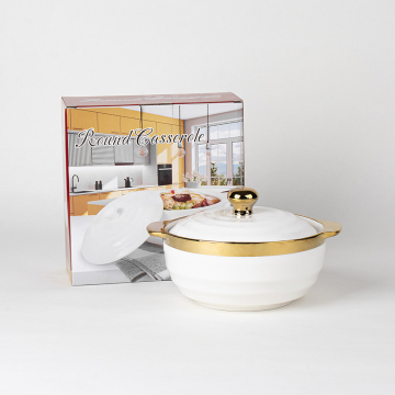 China Chaozhou Factory Ceramic Soup Tureen con bordo d'oro e design del filo di vite creativo
