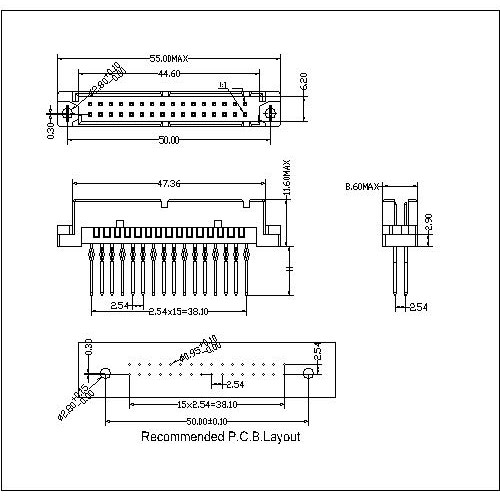 DMS-XX-XXX-212 Vertical Plug Type Half Q Compliant Press-Fit Connectors 32 Positions-Model