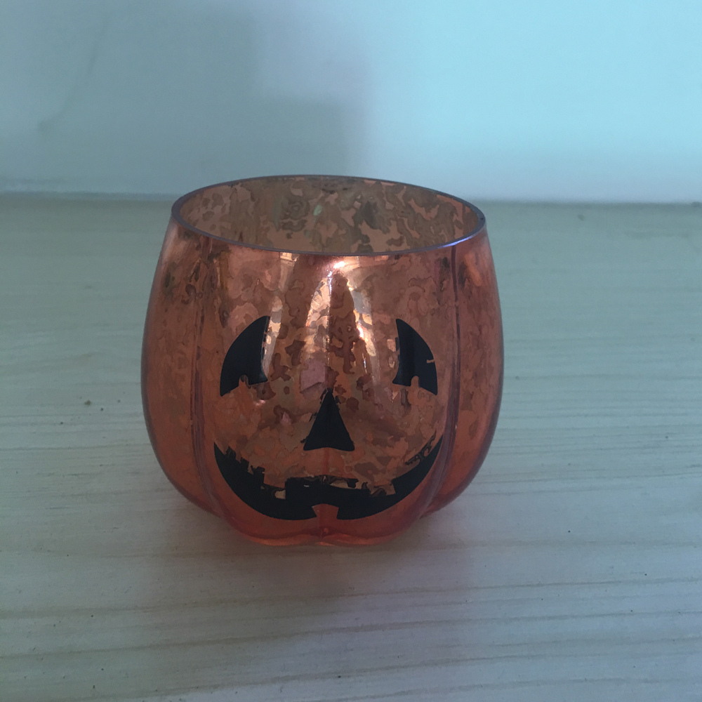 Halloween Amber Mercury Glass Votive Candle Holders