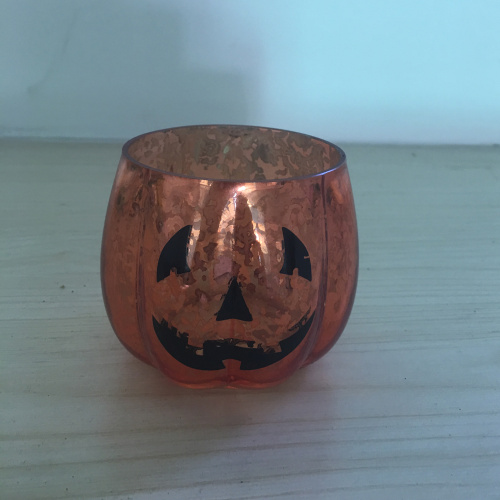 Portacandele votive in vetro di mercurio ambra di Halloween