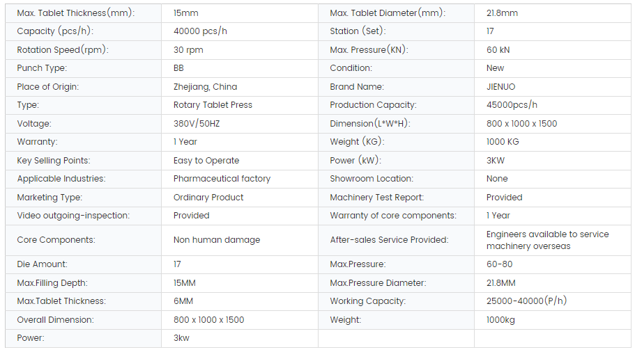 Tablet compression machine 40000 pch
