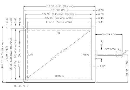 5.7 inch AMT Resistive Touch Panel 9532