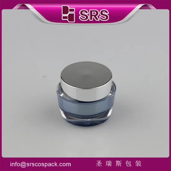 Refillable Empty Blue 15ml 30ml 50ml Plastic clear marks whitenizer cream Jar