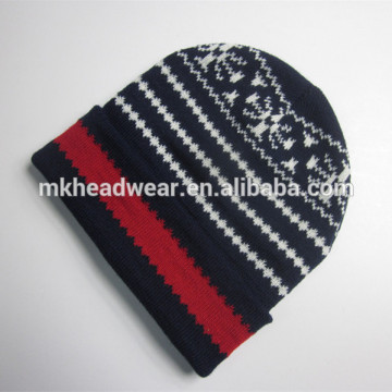Mens Stripe Jacquard Cuff Toque