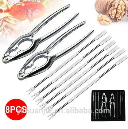 8pc Seafood, Shellfish, Lobster And Crab Cracker Nutcracker Tool Set