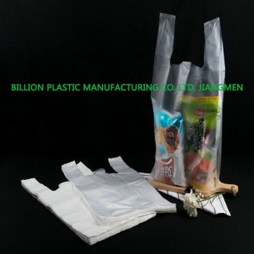 Small Clear Plastic Bags Vest Grocery Tote Custom Printed Packaging Bag