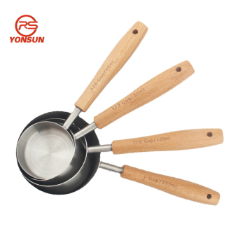 8pcs Stainless Steel Measuring Spoons Set with Rubber Wood Handle
