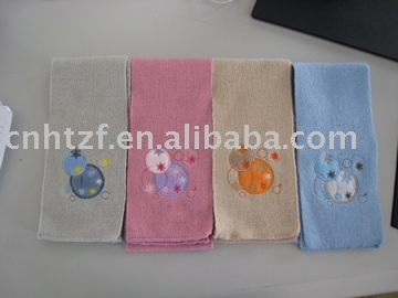 knitted baby scarves with applique embroidery