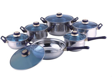 Glass cover Stainless steel casserole set