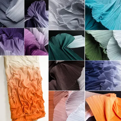 Issey Miyake Gradient Pleated Fabric for Creative Modeling and Textured Decor