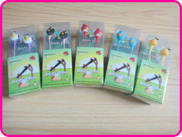 Popular / Fashionable Handfree Angry Bird Earphones, 3.5mm Stereo Cartoon Earphones