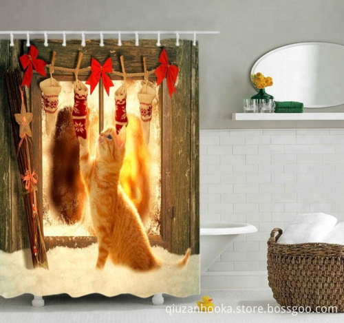 Wholesale customized printed shower curtain for bathroom curtain accessories