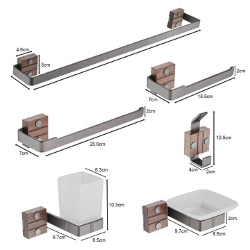 Black Modern Wood Bathroom Accessory Set for Hotel and Apartment Construction