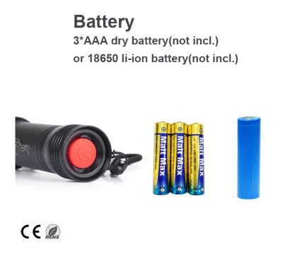 Aluminum waterproof IP68 Underwater diving flashlight