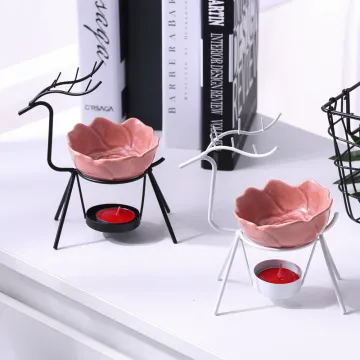 Ceramic Tealight Candle Holder Oil Burnerwith Candle Spoon,160ml Aroma Burner Oil Diffuser Yoga Spa Home Decor Christmas Gift