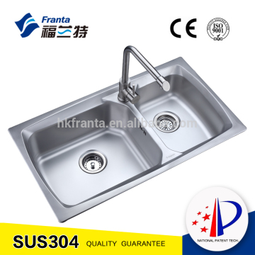 304 36 inches rectangle above counter 60/40 double bowl stainless steel sink