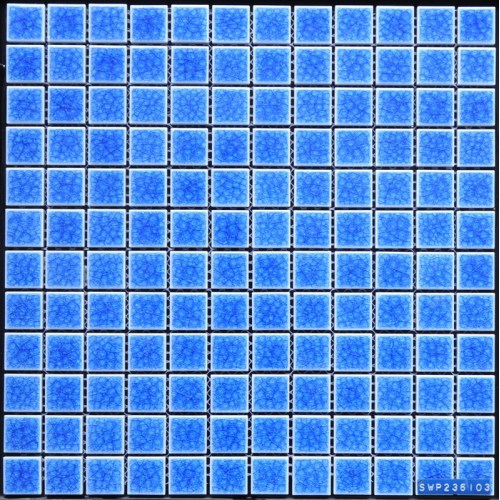 Mosaïque de porcelaine émail bleu fissuration