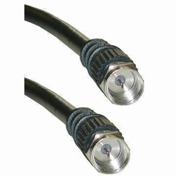 F-pin RG59 Coaxial Cable, Black, F-pin Male, 25ft