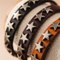 Punk Style Genuine Leather Wristband Essential Star Decor
