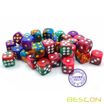 Bescon D6 12мм 36шт. Набор, 12мм, шестигранный кубик (36), блок кубиков, разные цвета близнецов, джунгли