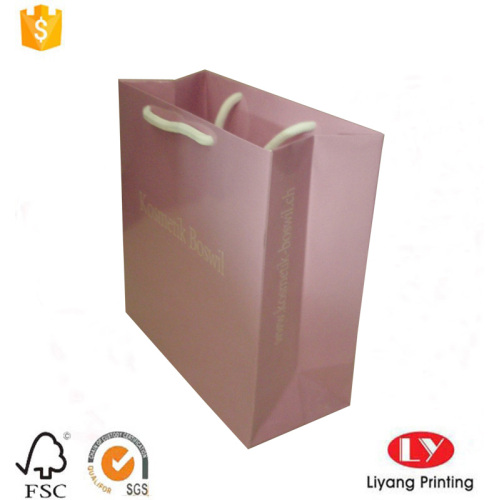 Glossy Pink Printed Paper Gift Packaging Bag