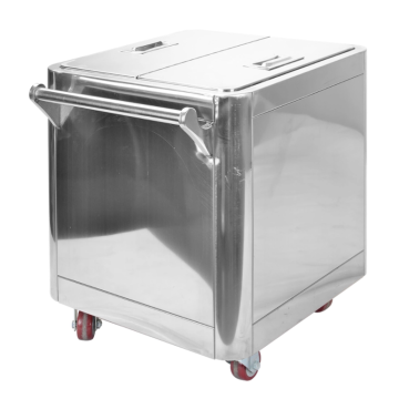 Carrello per farina da cucina in acciaio inox con coperchio