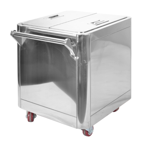 Kitchen stainless steel flour cart with lid