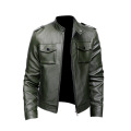 Fashion Men's Zipper Leather Jacket Custom High Quality