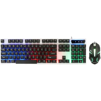 Gamer Keyboard and Mouse Combo: 104-Key Mechanical Keyboard and USB Wired Mouse Set