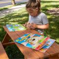 Kinder brauner Holz Picknicktisch Jungen Mädchen