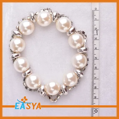 Silver Rhinestone Pearl Bracelet Costume Jewelry
